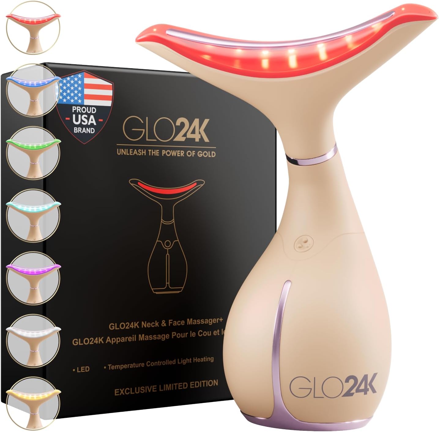 GLO24K 7 Color Beauty Device for Spa-Like Facial Care