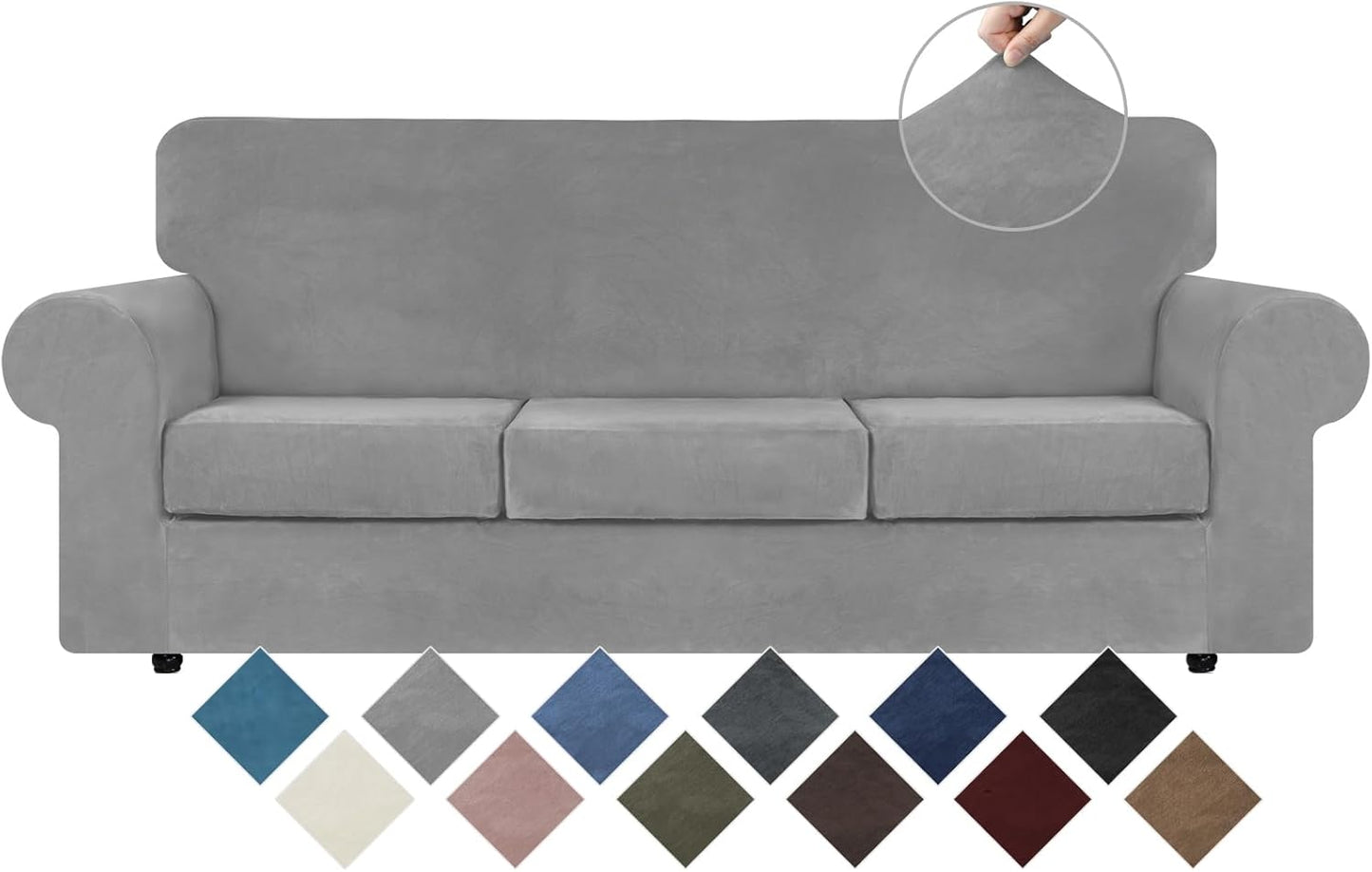 WEERRW Velvet High Stretch Couch Covers for 3 Cushion Sofa