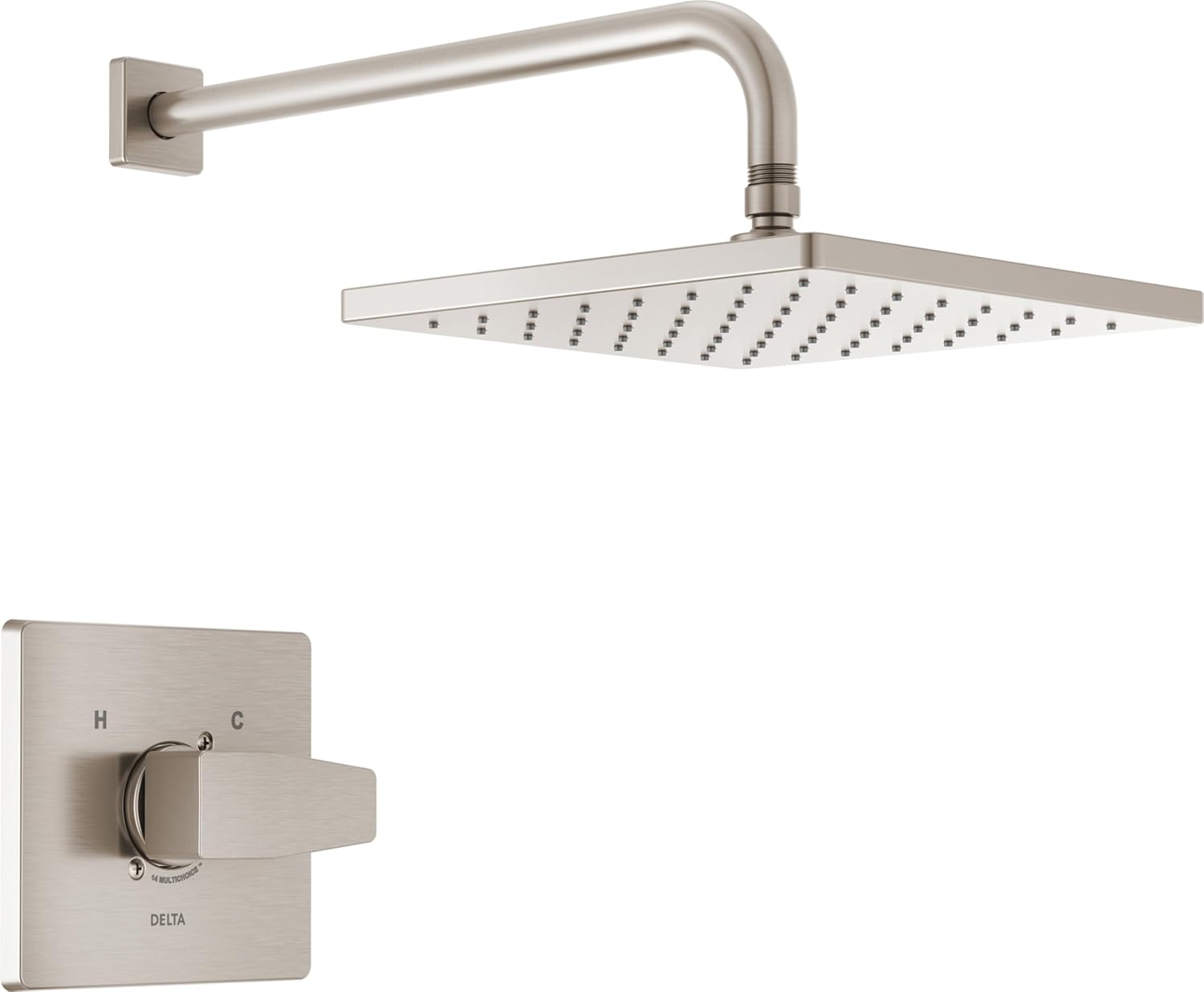 Delta Faucet Square Rain Shower Trim Kit with Easy Clean Features