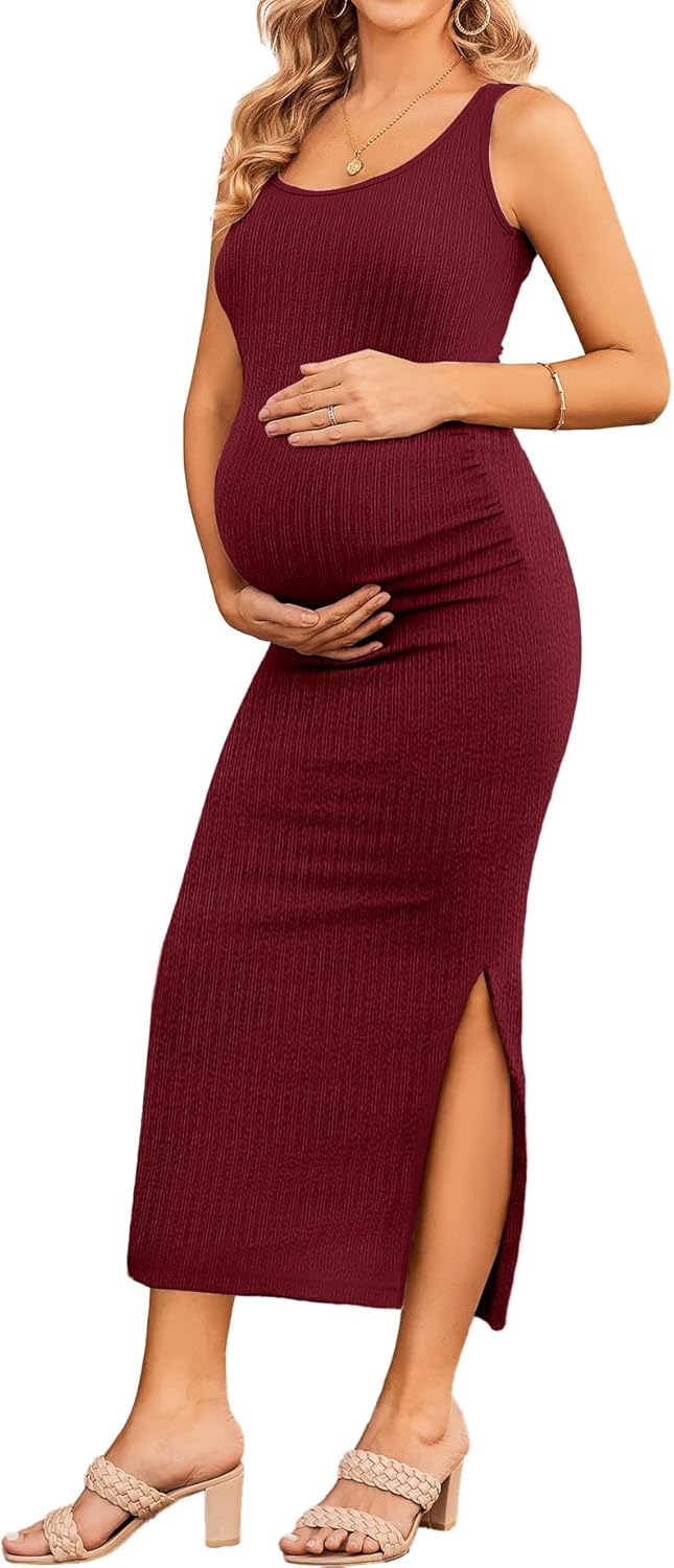 Ekouaer Women Sleeveless Tank Maternity Dress for Comfort