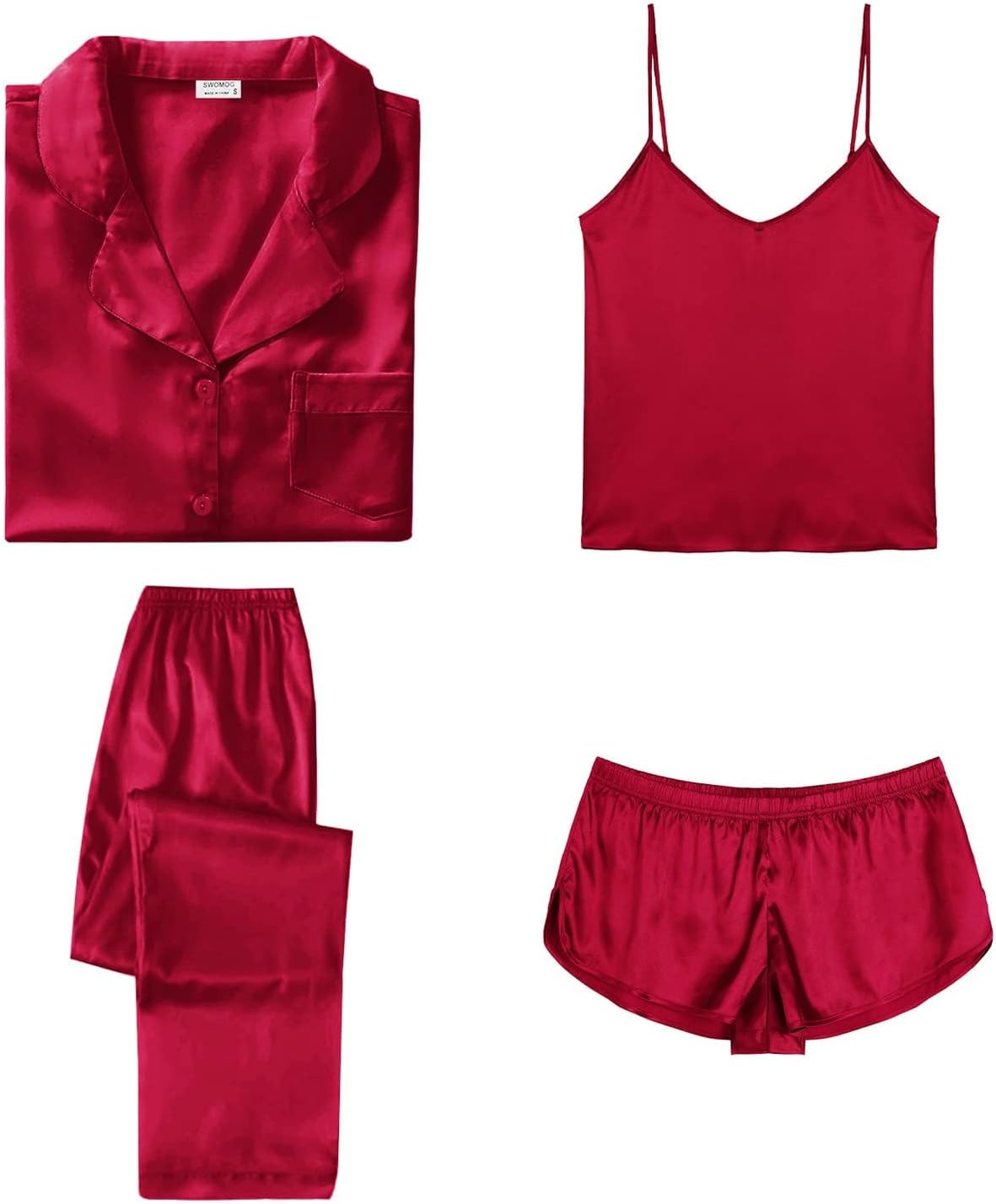 SWOMOG Womens Silk Satin Pajamas Sets for Comfort and Style