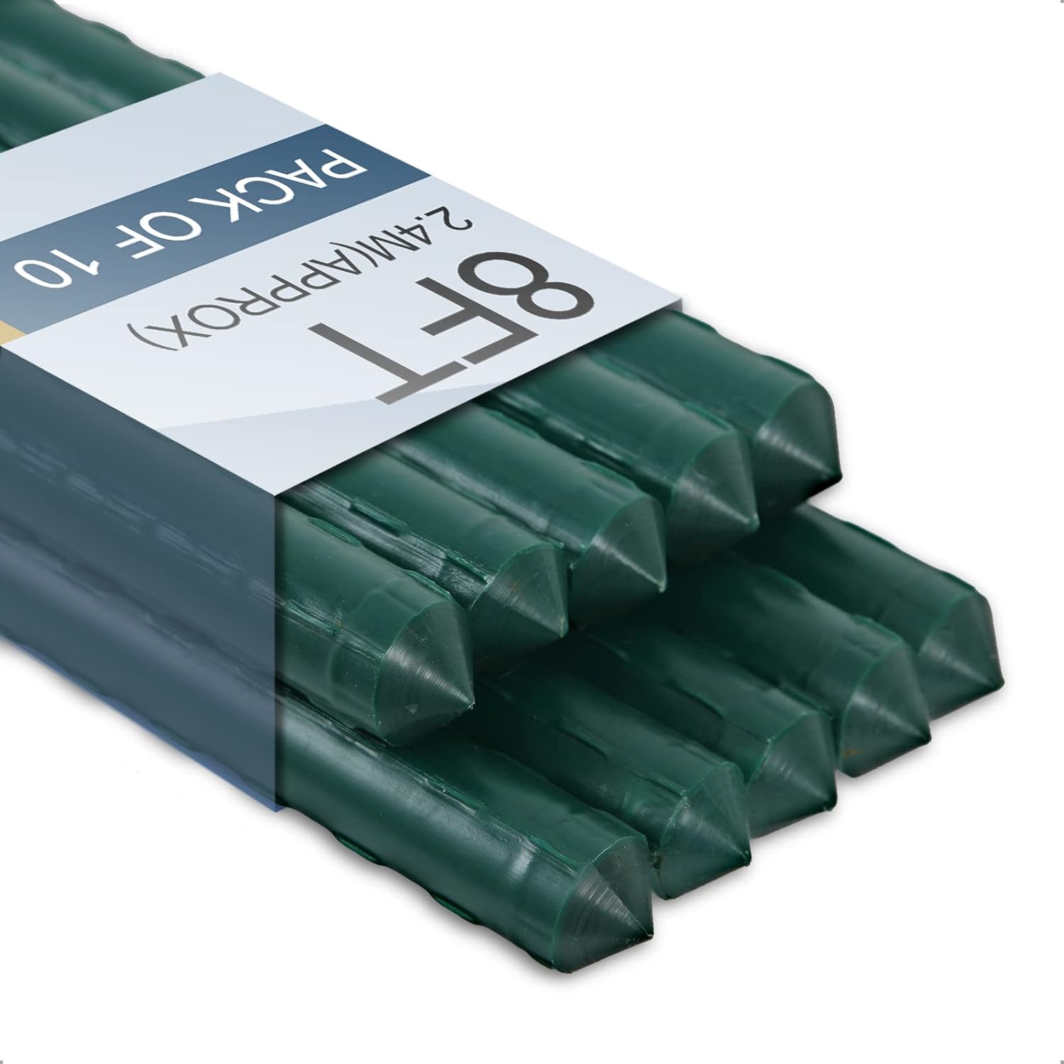 8 FT Garden Stakes for Outdoor Plant Support - 10 Pack