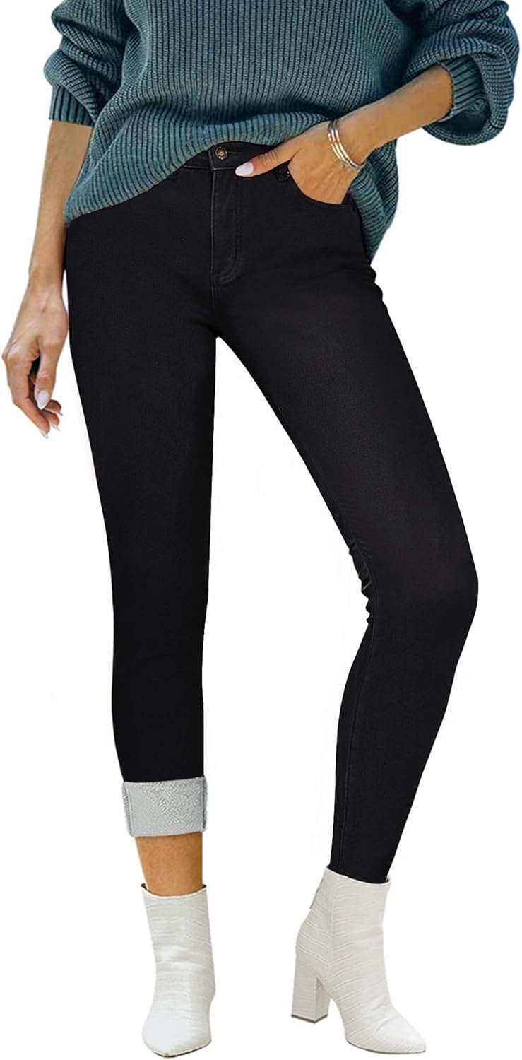 Luvamia Women's Fleece Lined Jeans for Winter Comfort and Style
