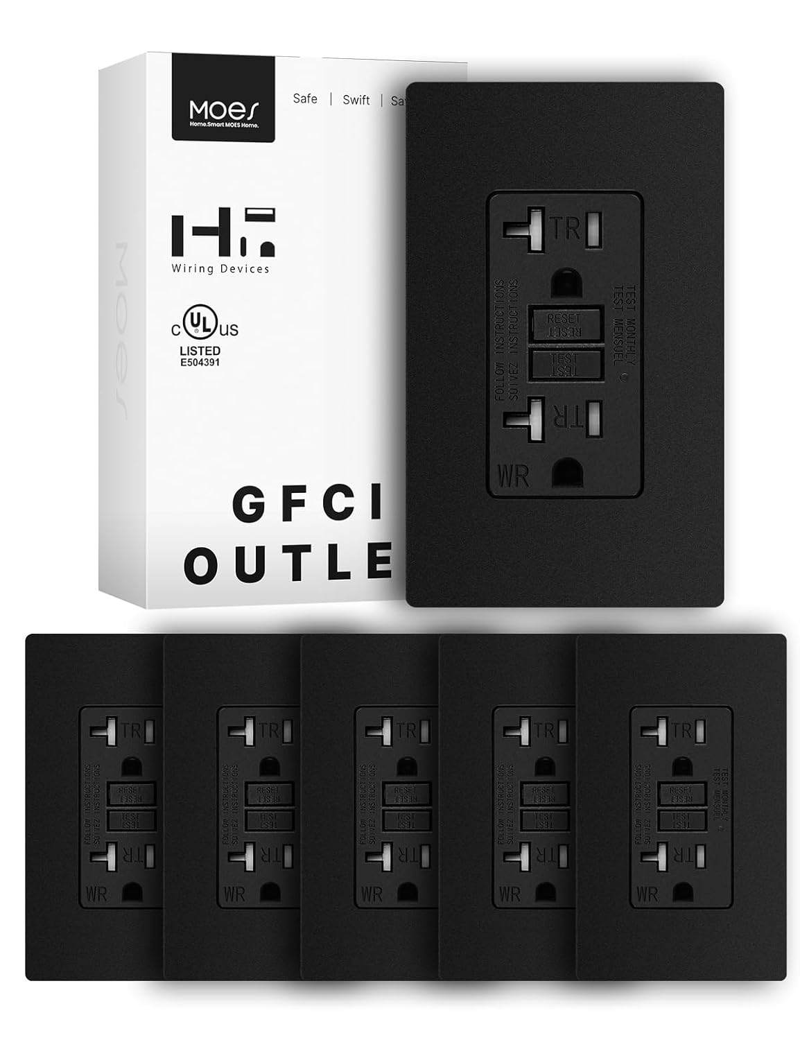 MOES GFCI Outlet 20 Amp with Self-Test and Weather Resistance
