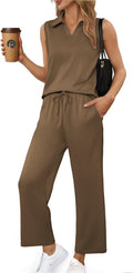 Women's Travel Ready Two Piece Sleeveless Outfits by PINSPARK