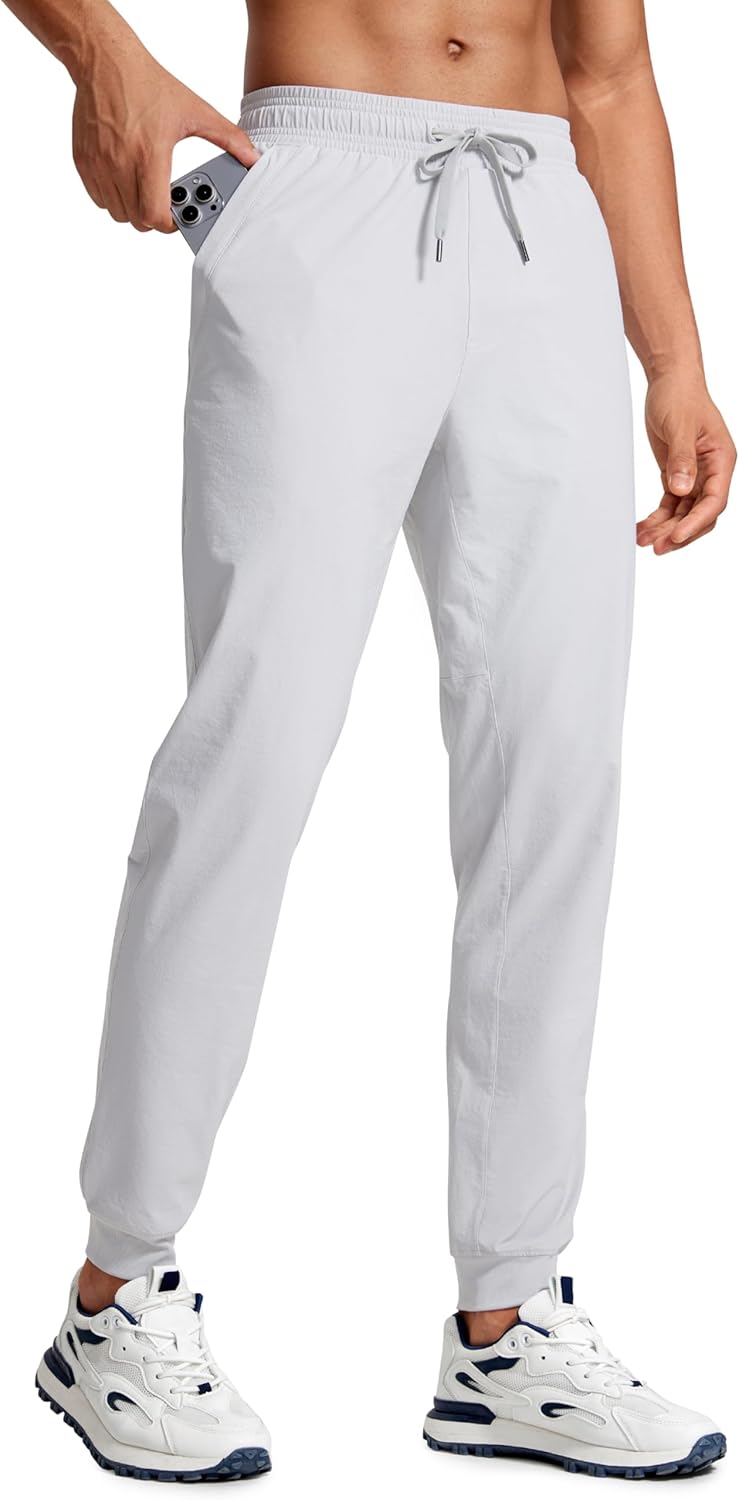 CRZ YOGA Athletic Joggers for Men - Lightweight Water Resistant Pants