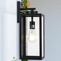 Dusk to Dawn Outdoor Wall Light Fixture, 16in Large Black Lantern
