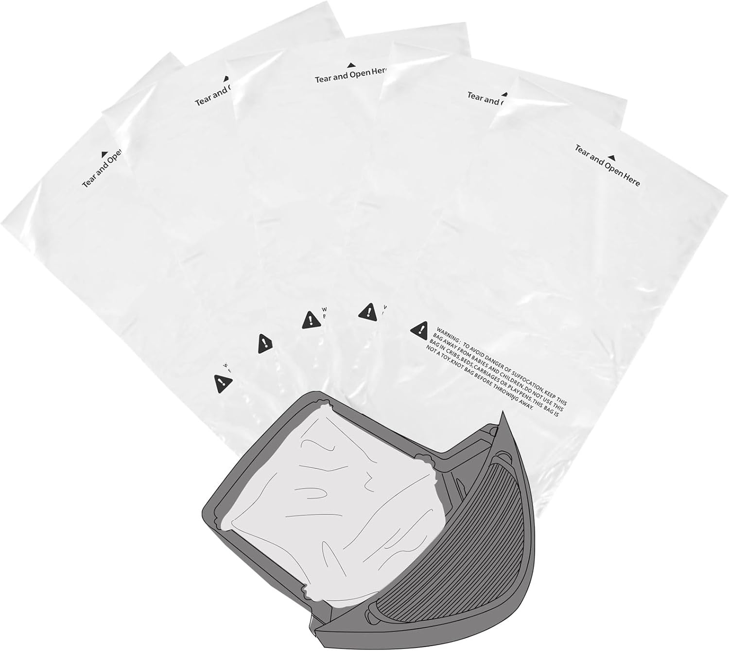 150 Count Waste Drawer Liners Bags for Litter Box Robots