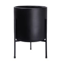 D'vine Dev Modern Black Cylinder Planter with Heavy Duty Stand - Large