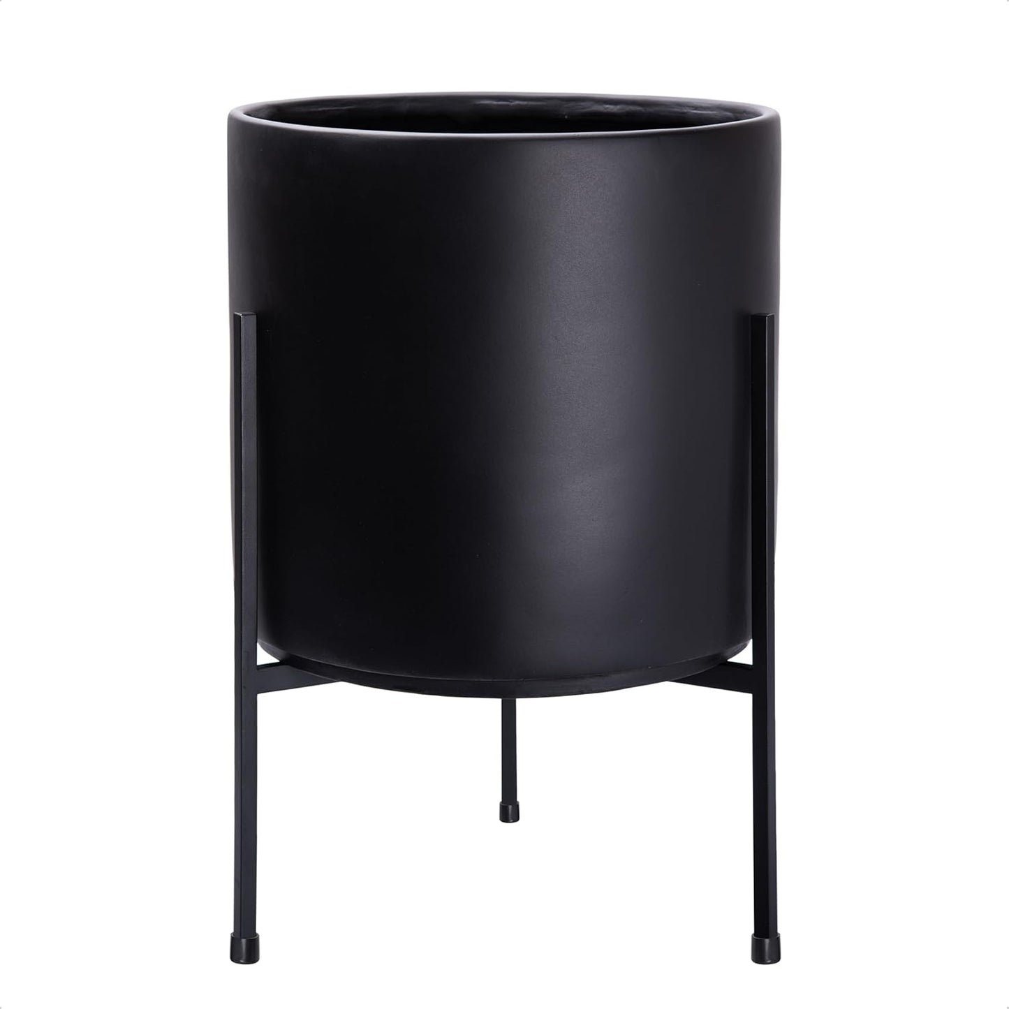 D'vine Dev Modern Black Plants Pot Cylinder Planter with Stand
