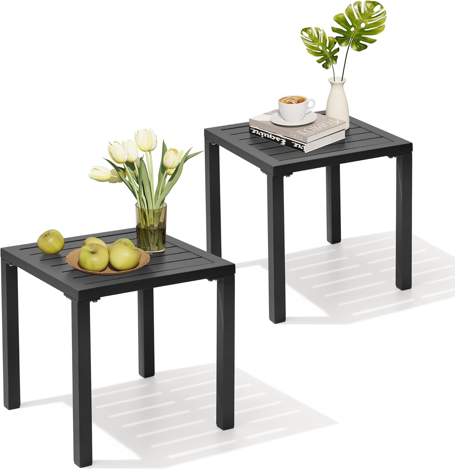 Crestlive Products Aluminum Outdoor Side Table Set of 2 for Patio