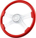 18 in Solid Wood Chrome Plated 4-Spoke Truck Steering Wheel - Classic