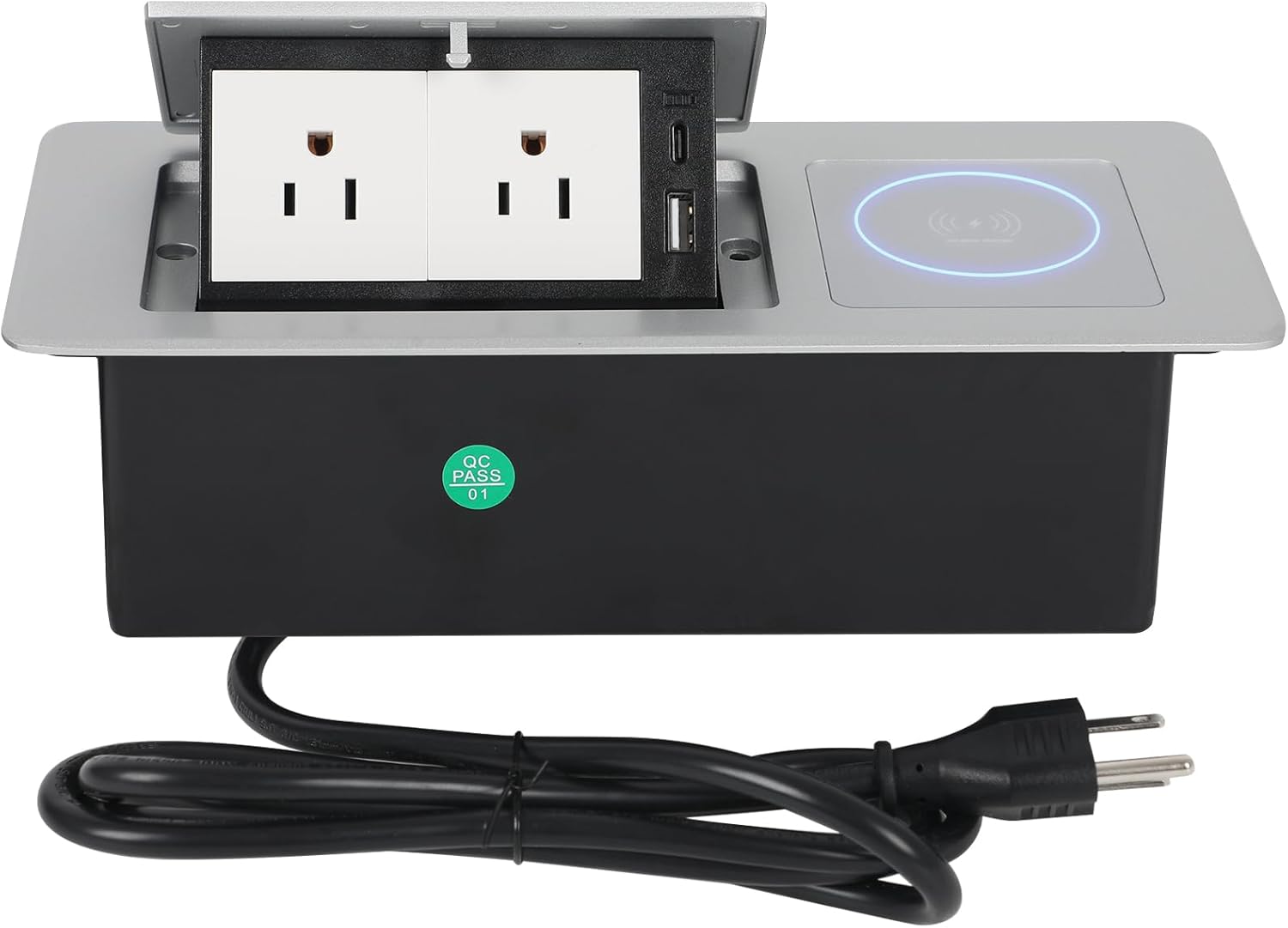 Pop Up Outlet with 15W Wireless Charger and USB Ports