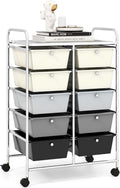 10-Drawer Rolling Storage Cart with Lockable Wheels - Compact