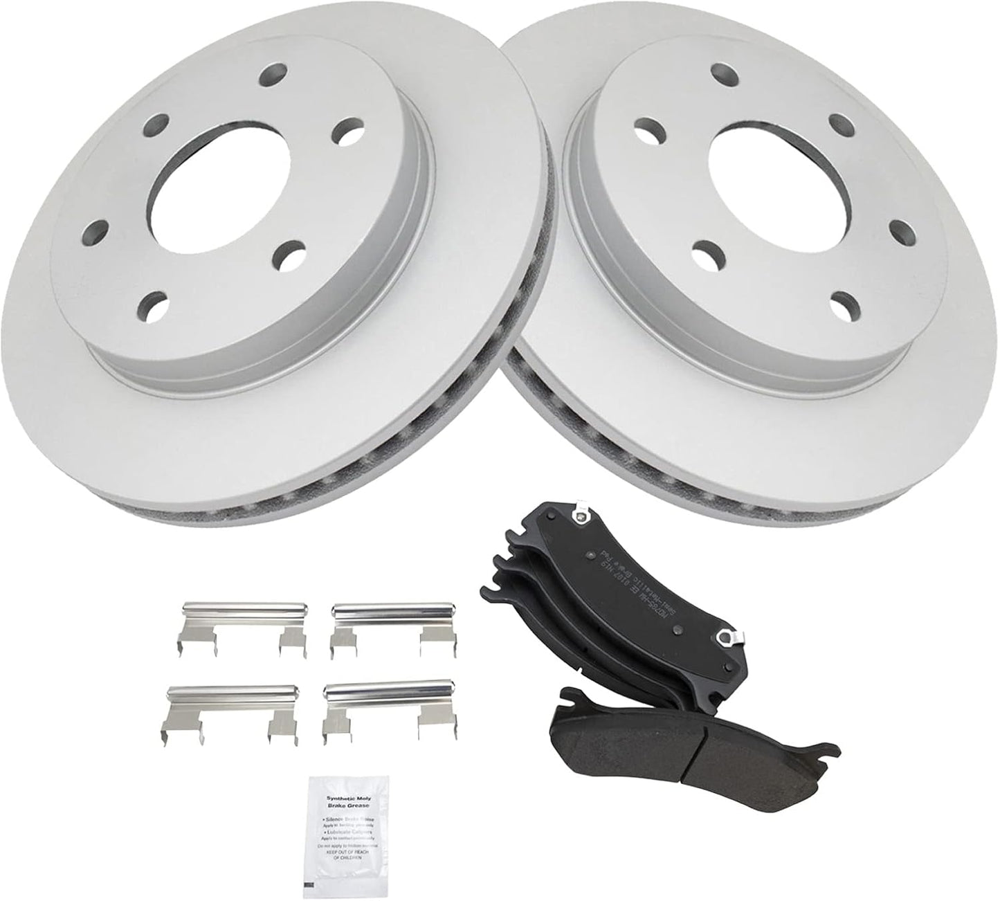 TRQ Front Metallic Brake Pad & Coated Rotor Kit for Chevy GMC