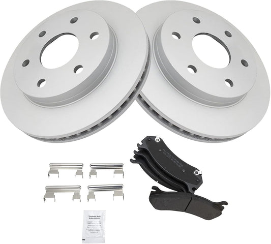 TRQ Front Metallic Brake Pad & Coated Rotor Kit for Chevy GMC