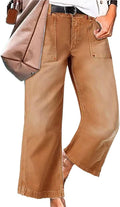 Flamingals Wide Leg Jeans for Women Mid Waisted Crop Capris