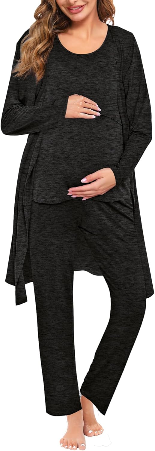 SWOMOG Maternity Nursing Robe Set for Comfortable Breastfeeding