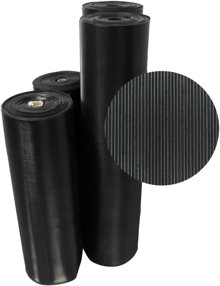 Rubber-Cal Fine Rib Corrugated Rubber Mats for Safety and Cleanliness
