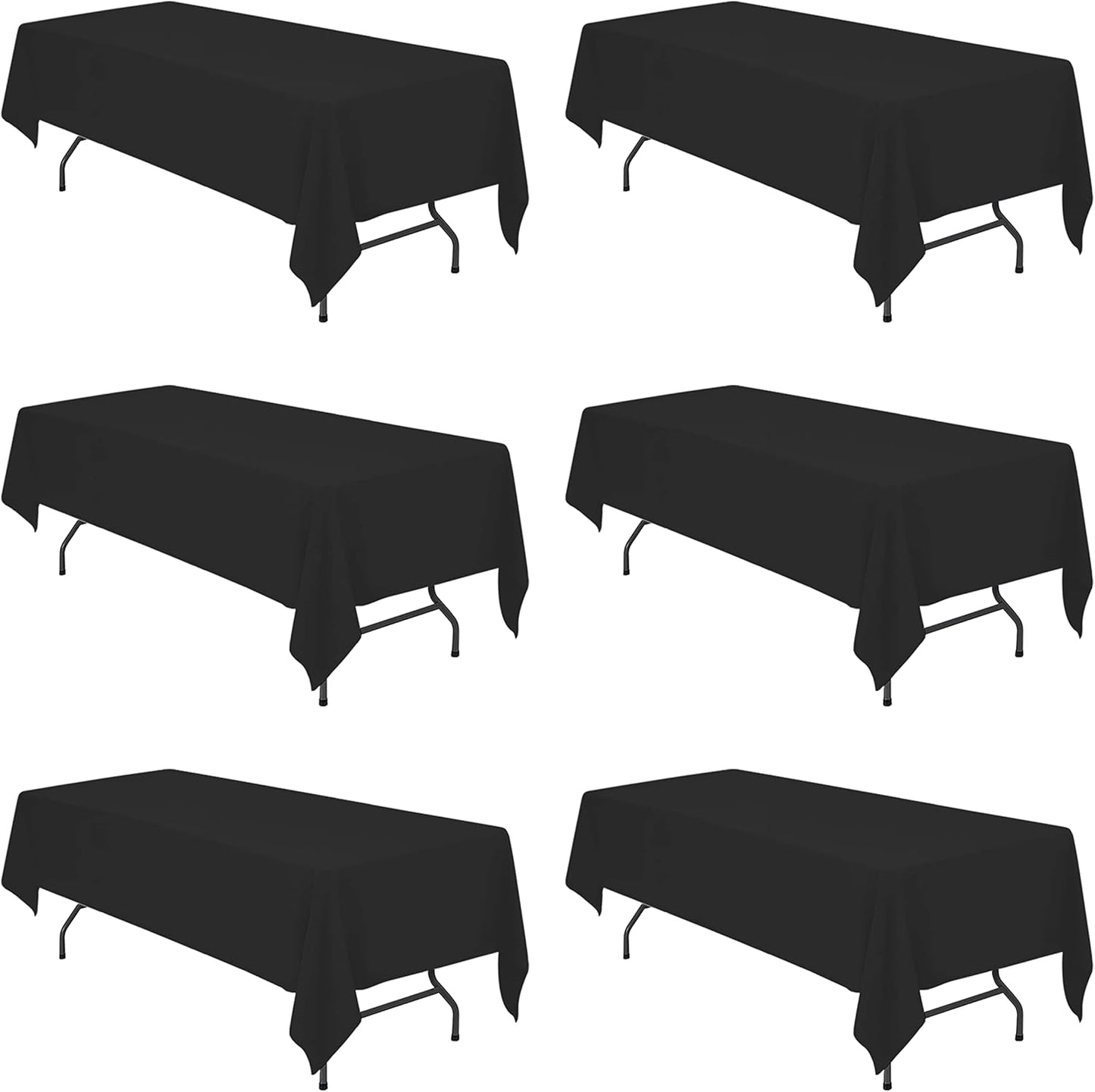 Premium 6 Pack Black Tablecloths for 8 Foot Rectangle Tables
