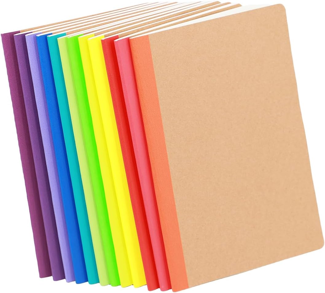Premium A5 Lined Notebook 12-Pack for Writing, 60 Pages, 8.3x5.5 inch, Thick Paper