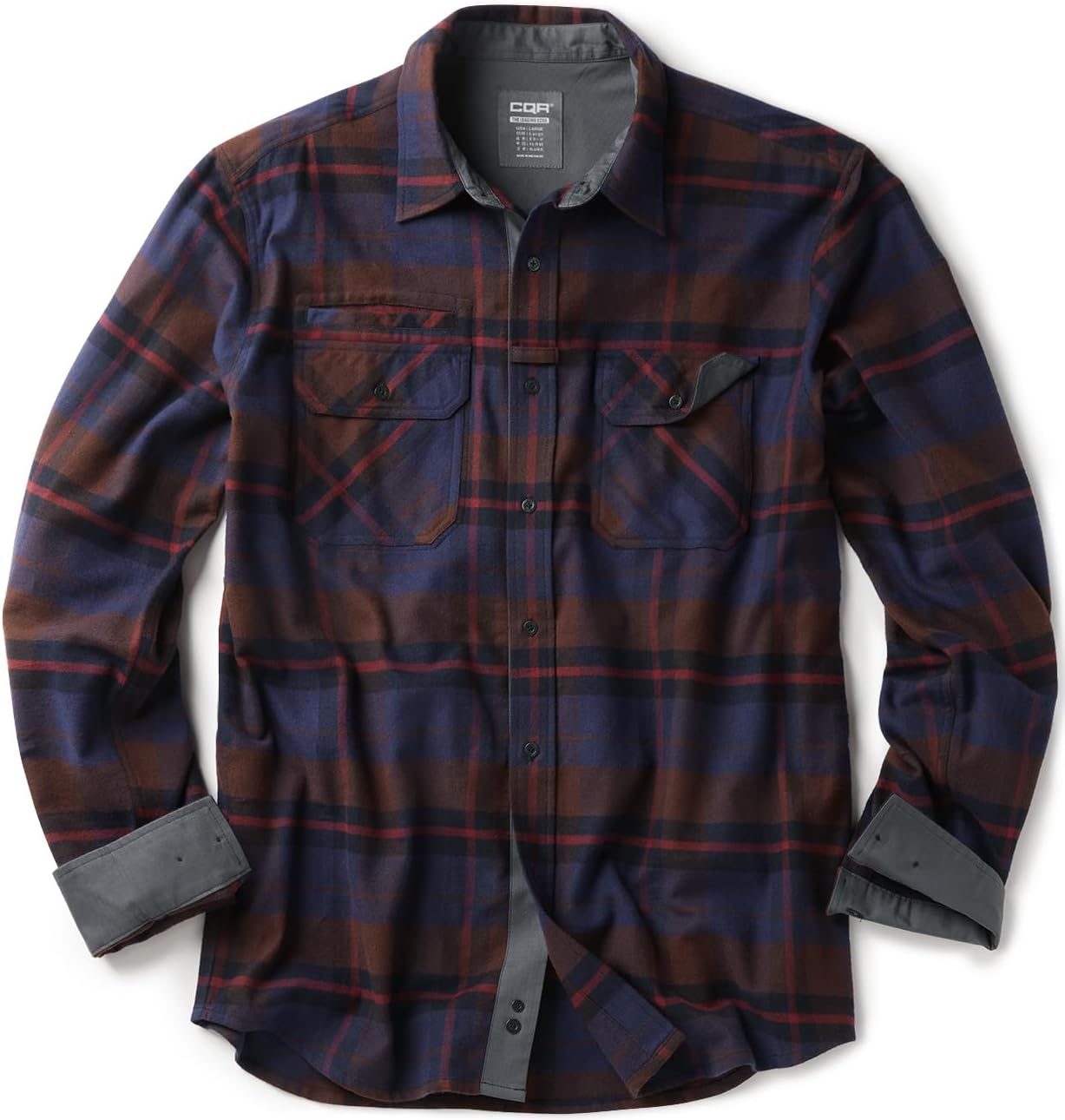 CQR Men's Cotton Button Down Flannel Shirts for Outdoor Use