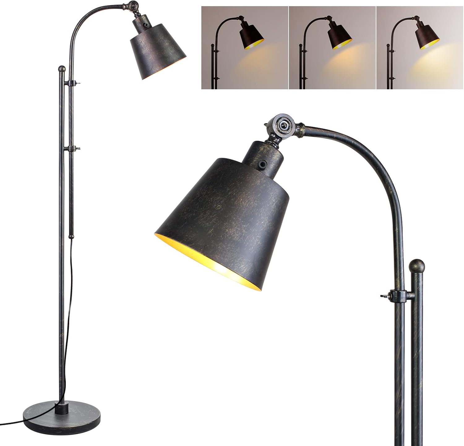Industrial Floor Lamp for Living Rooms & Bedrooms - Rustic Black