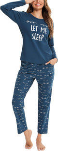 EISHOPEER Women's Cotton 2-Piece Long Sleeve Pajama Set - Soft