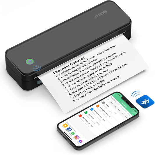 JADENS Portable Thermal Printer - Wireless & Inkless!