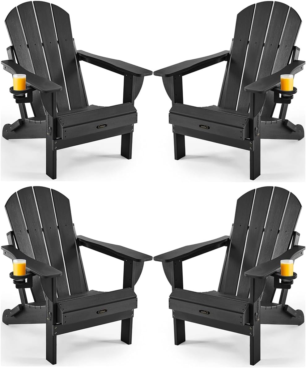 Ciokea Folding Adirondack Chair 4 Pack for Outdoor Comfort