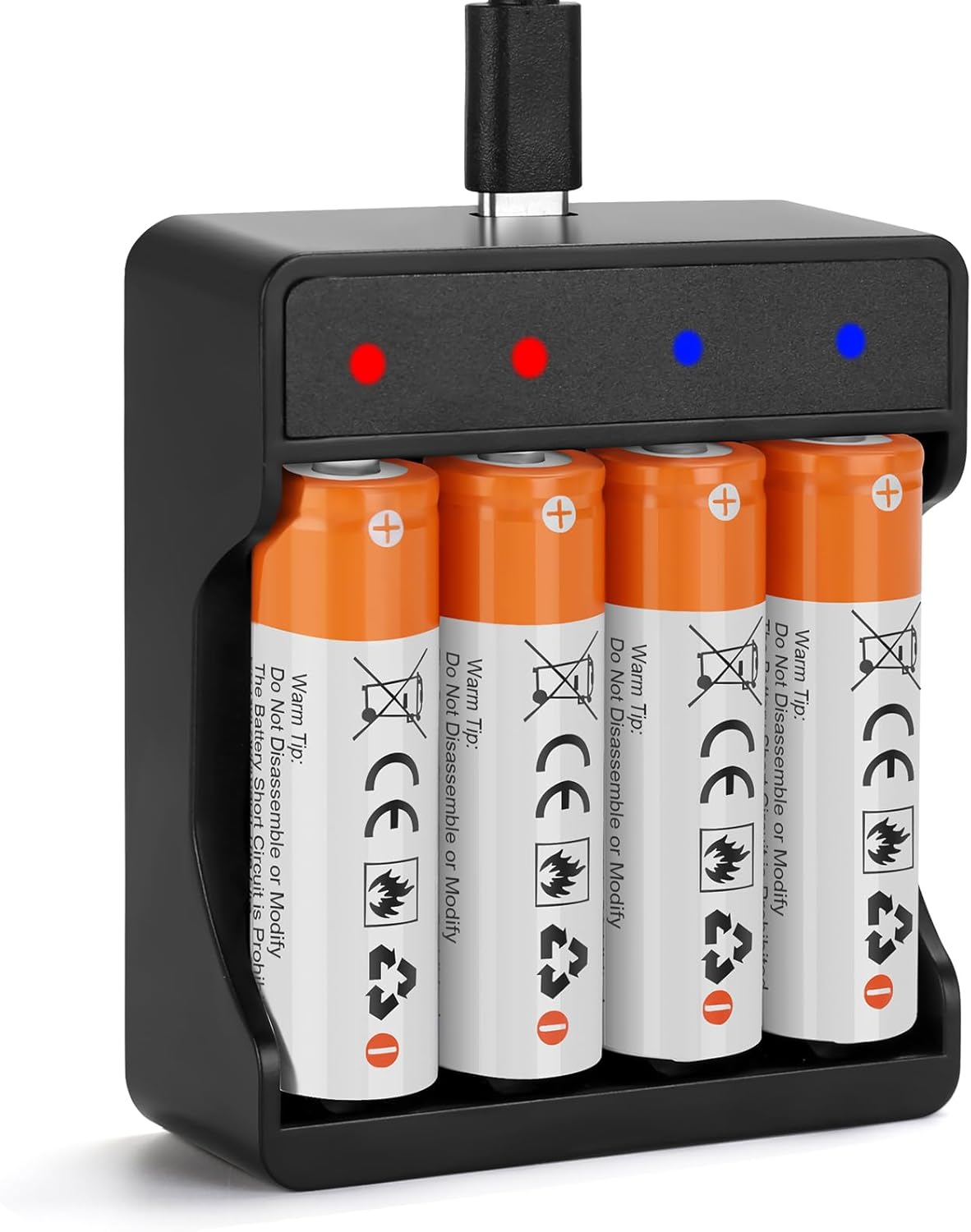 Long-Lasting AA Lithium Batteries 4-Pack with Fast Charger