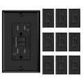 GFCI Outlet 15 Amp Black - Narrow Design 10 Pack, Self-Test