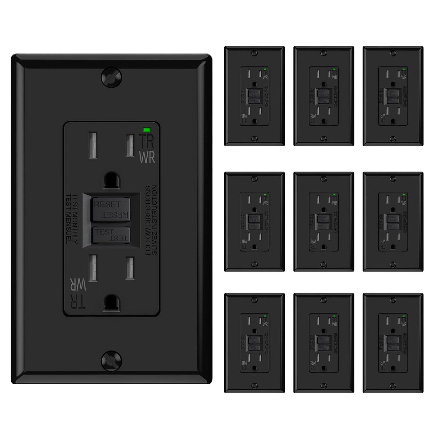 ELEGRP Outdoor GFCI Outlet 15 Amp with Self-Test Feature
