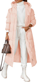 Grlasen Women Long Quilted Coat Winter Hooded Long Sleeve Puffer