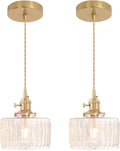 Pendant Light 2 Pack Clear Striped Glass Lampshade - Vintage