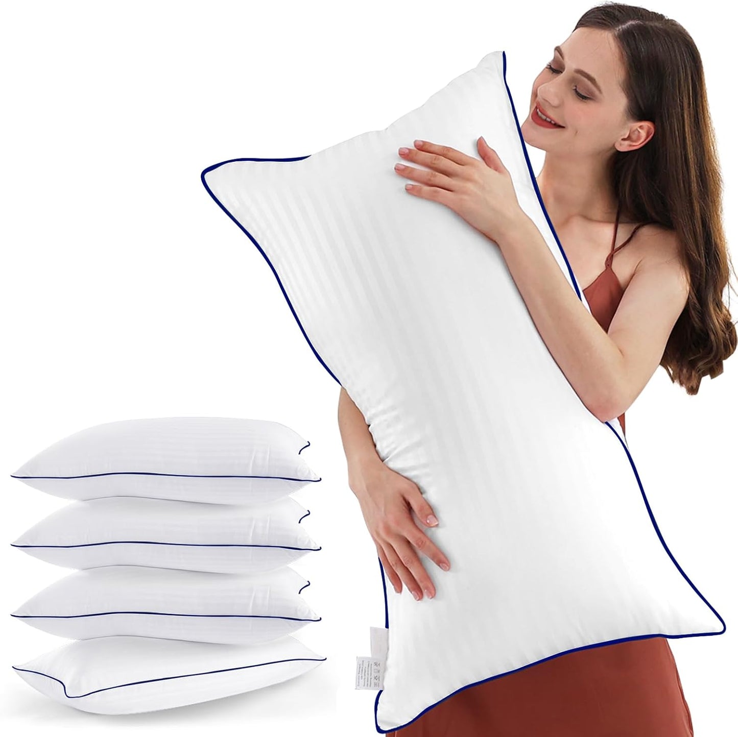 Luxury Hotel Quality Queen Size Pillows Set of 4 for Sleepers
