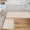Extra Thick Striped Bath Rugs 2 Piece Set - Plush, Highly Absorbent