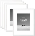 16x20 inch Picture Frame with 11x14 Removable Mat - White, 5 Pack