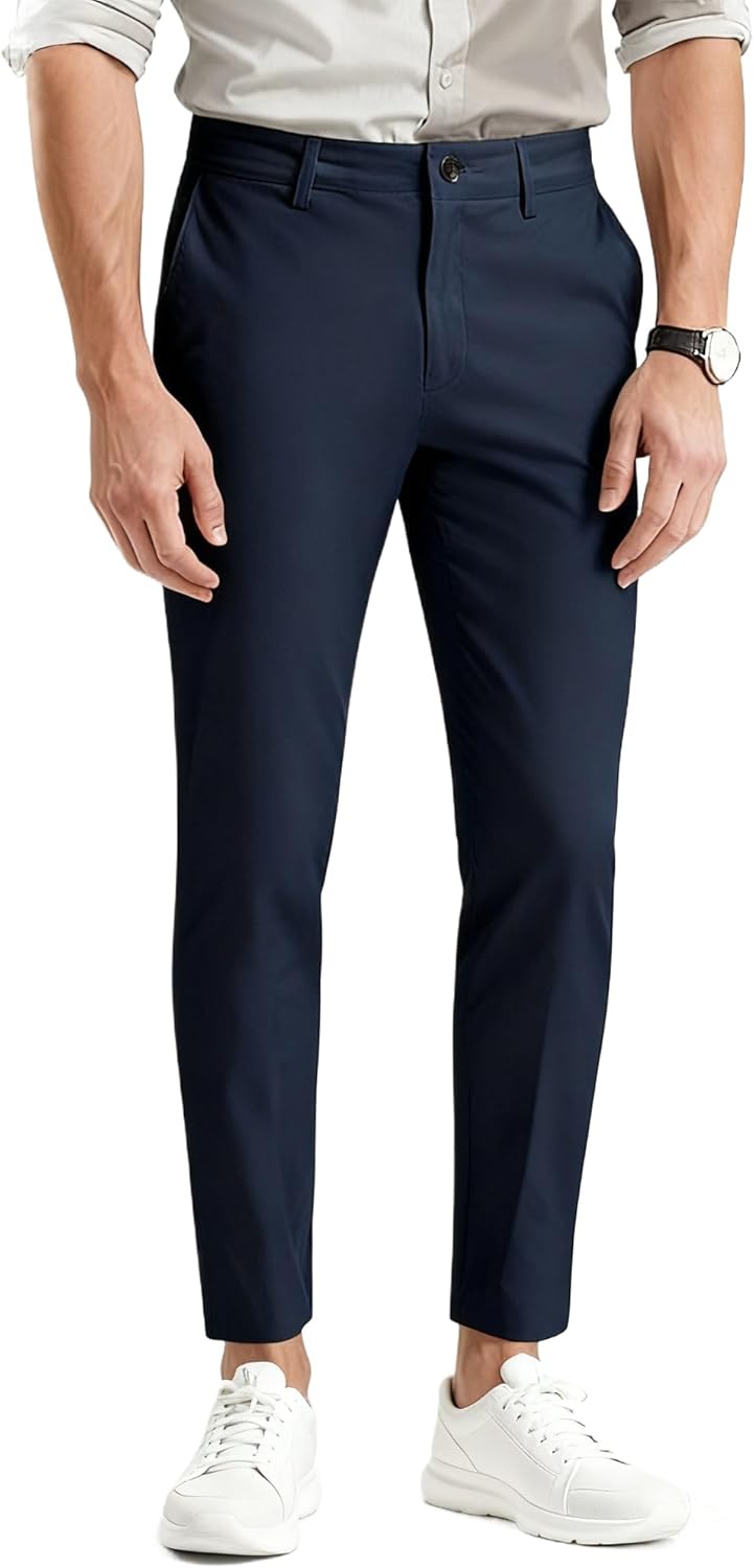 Mens Dress Pants Slim Fit Stretch Fashion Plaid Pant for Style
