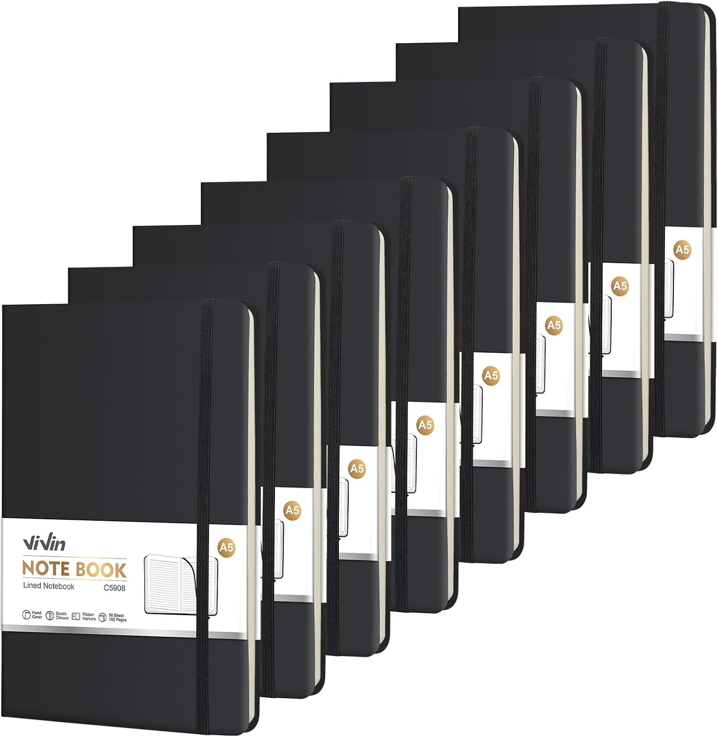 ViVin 8 Pack A5 Hardcover Journals - Inspire Your Writing