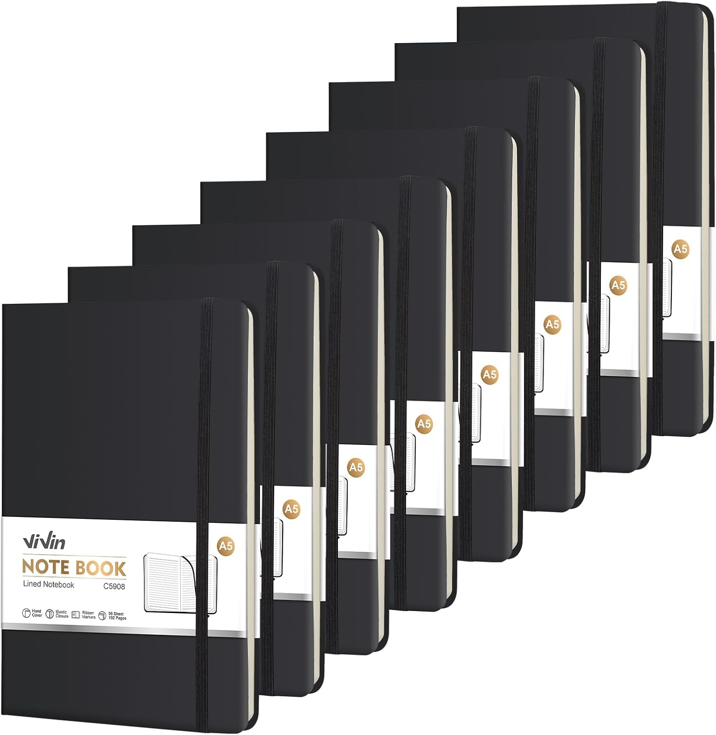ViVin 8 Pack A5 Hardcover Journals - Inspire Your Writing