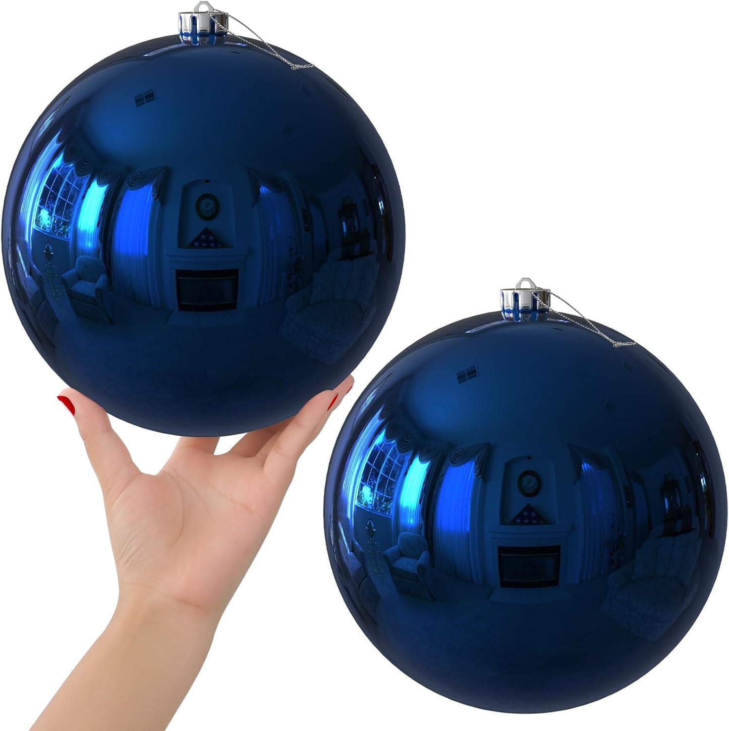 Navy Blue 8.0 in Shatterproof Christmas Balls Ornaments Set