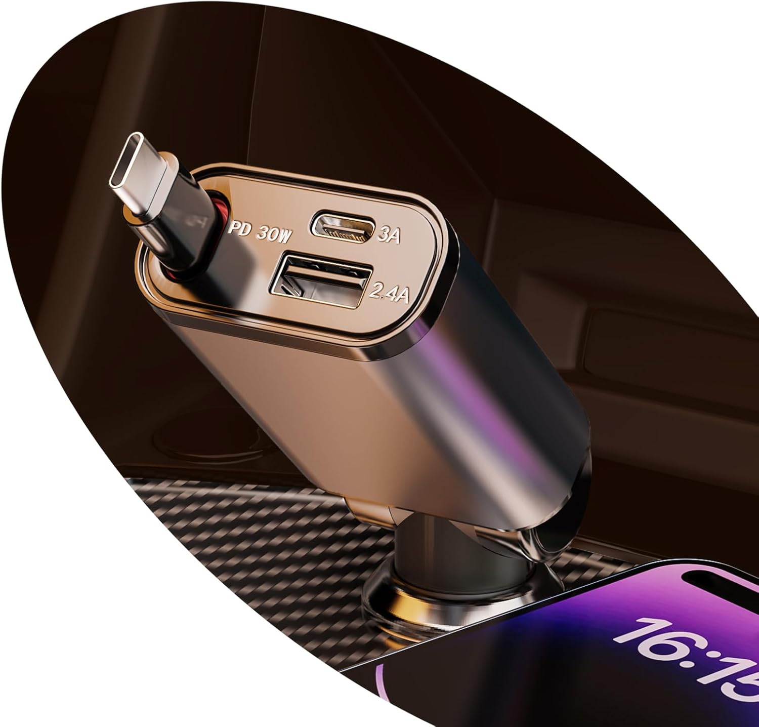 Ultra-Fast Retractable Car Charger | SYSSHN
