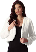 Allegra K Cropped Faux Fur Jacket for Women - Elegant (Style 13F4)