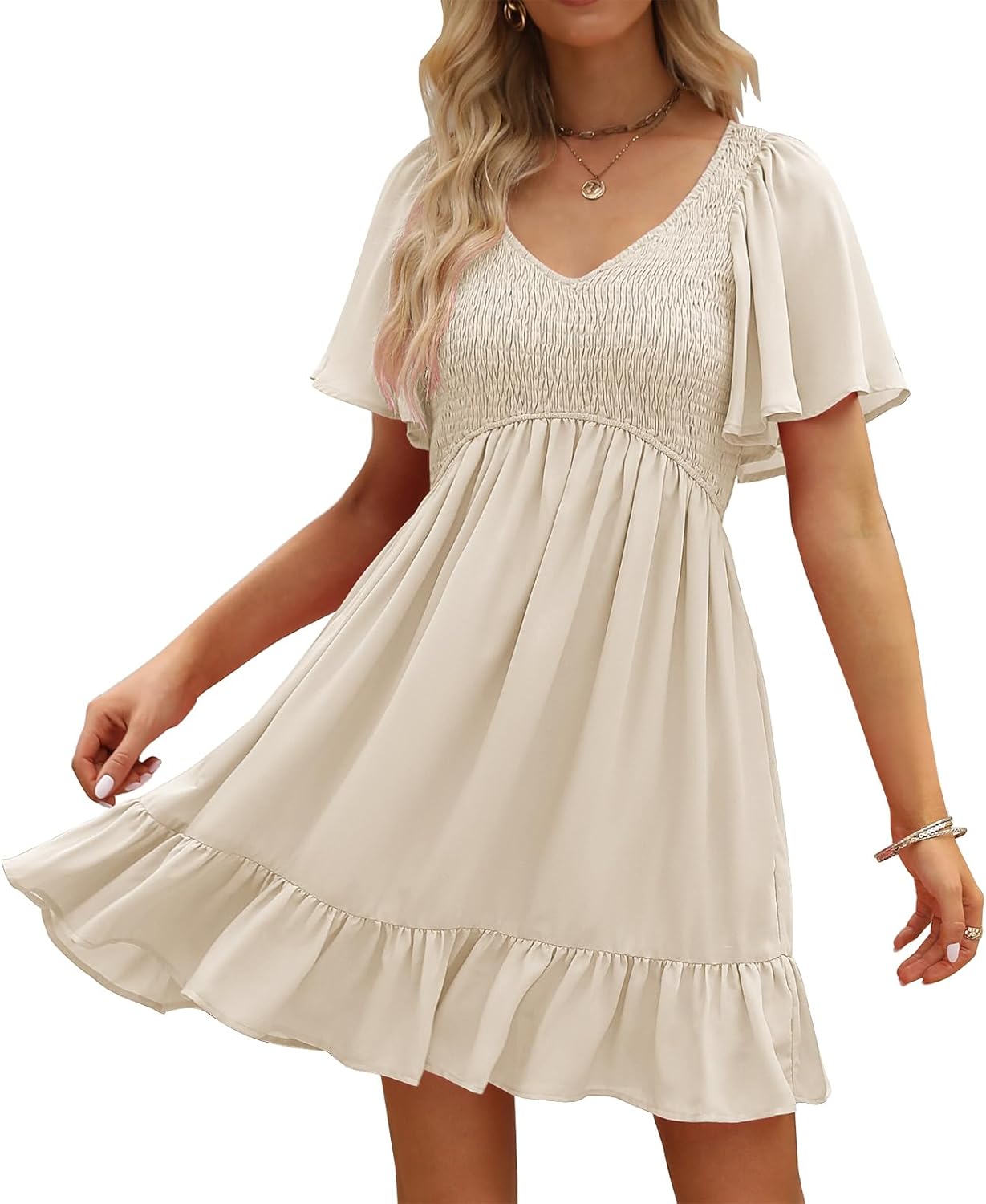 LILLUSORY Women's Flowy Casual Mini Dresses for Summer Fun