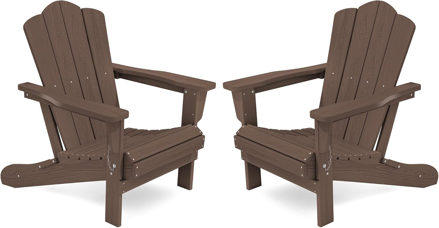 Folding Adirondack Chair Set of 2 by KINGYES for Outdoor Relaxation