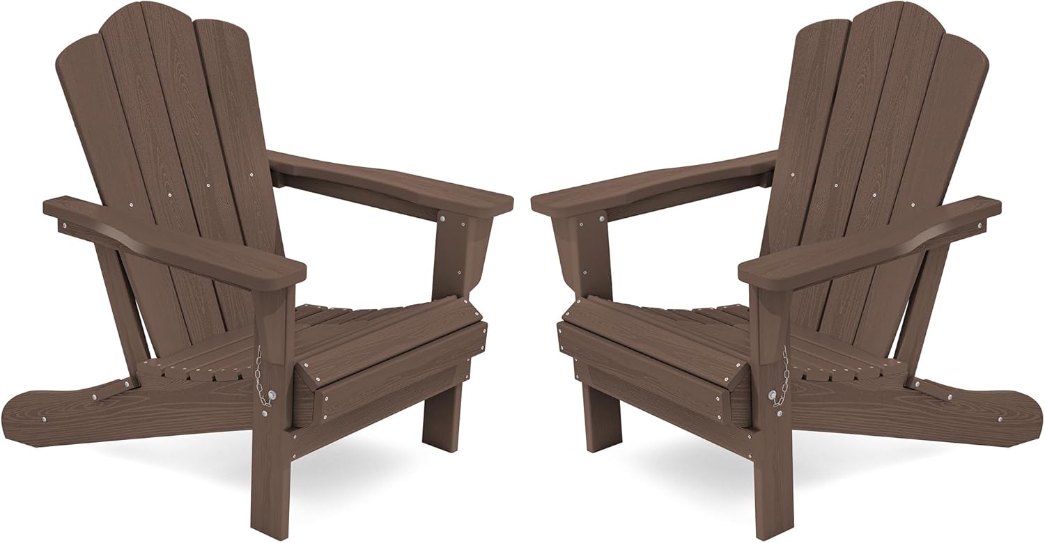 Folding Adirondack Chair Set of 2 by KINGYES for Outdoor Relaxation