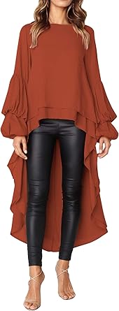PRETTYGARDEN Women's Lantern Long Sleeve Casual Blouse Dress