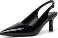 Kitten Heels for Women Slingback Pointed Closed Toe Heels - Black 7cm
