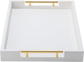 White Leather Decorative Coffee Table Tray - Large Ottoman Serving